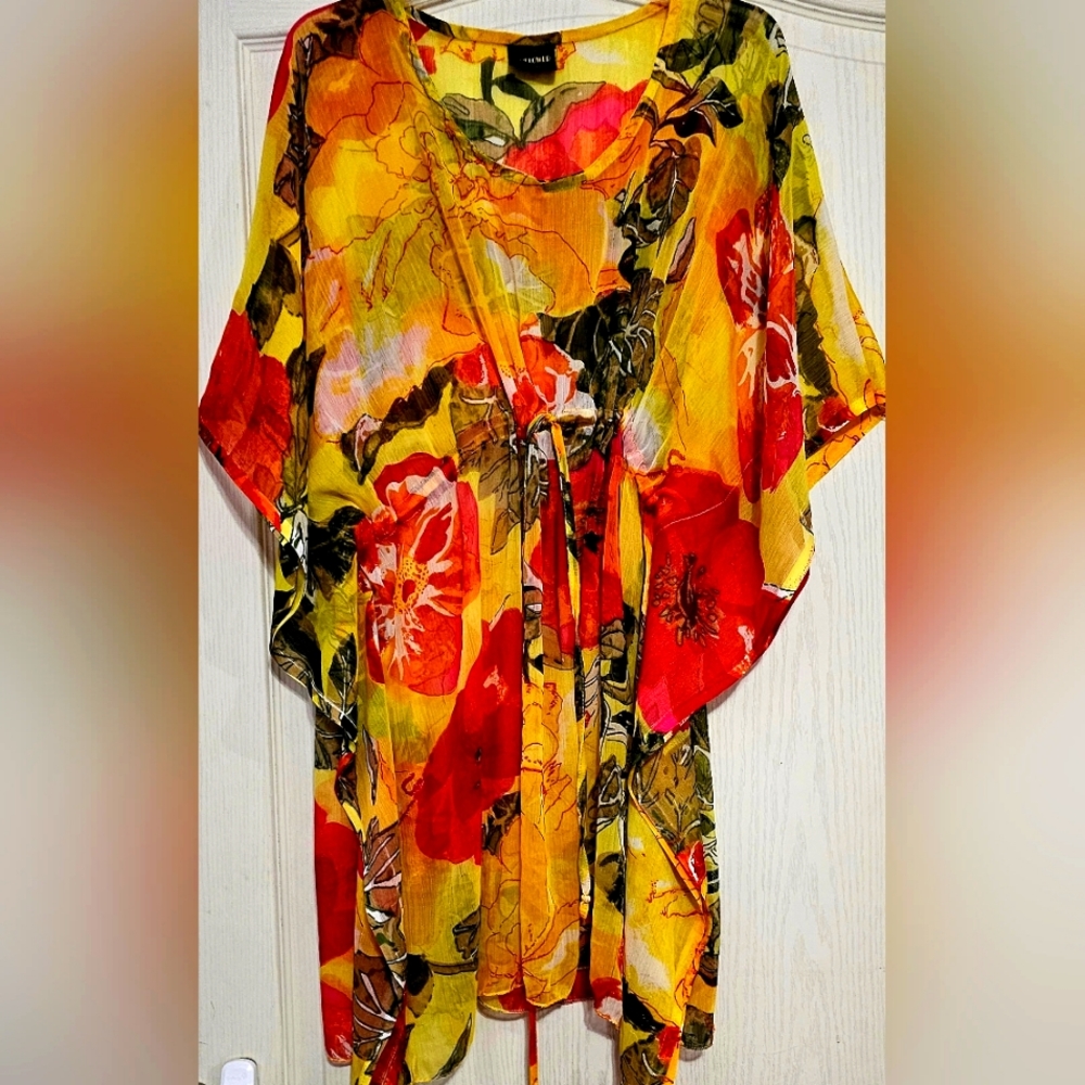 Sunflower sheer front tie suit cover
